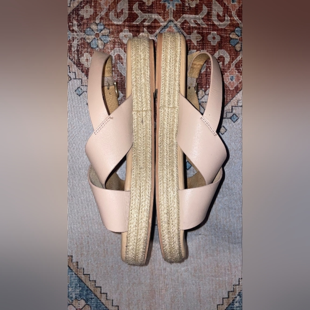 Loft Size 8 Women's Nude Beige Platform Criss Cross Espadrille Sandals - Picture 4 of 11